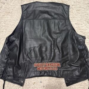 Harley-Davidson Leather Vest Lace Side Biker Motorcycle XL Black